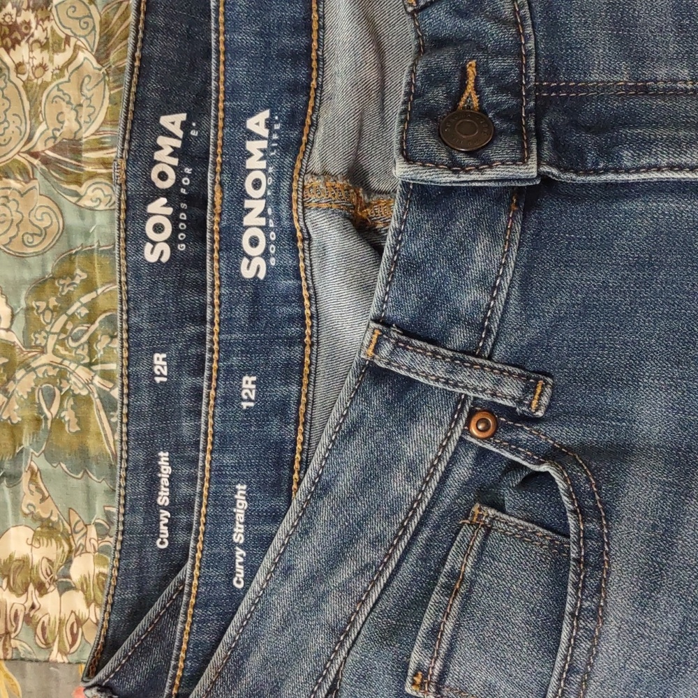 2 Pairs Sonoma Curvy Straight High Waist Jeans Size 12 - Picture 3 of 4